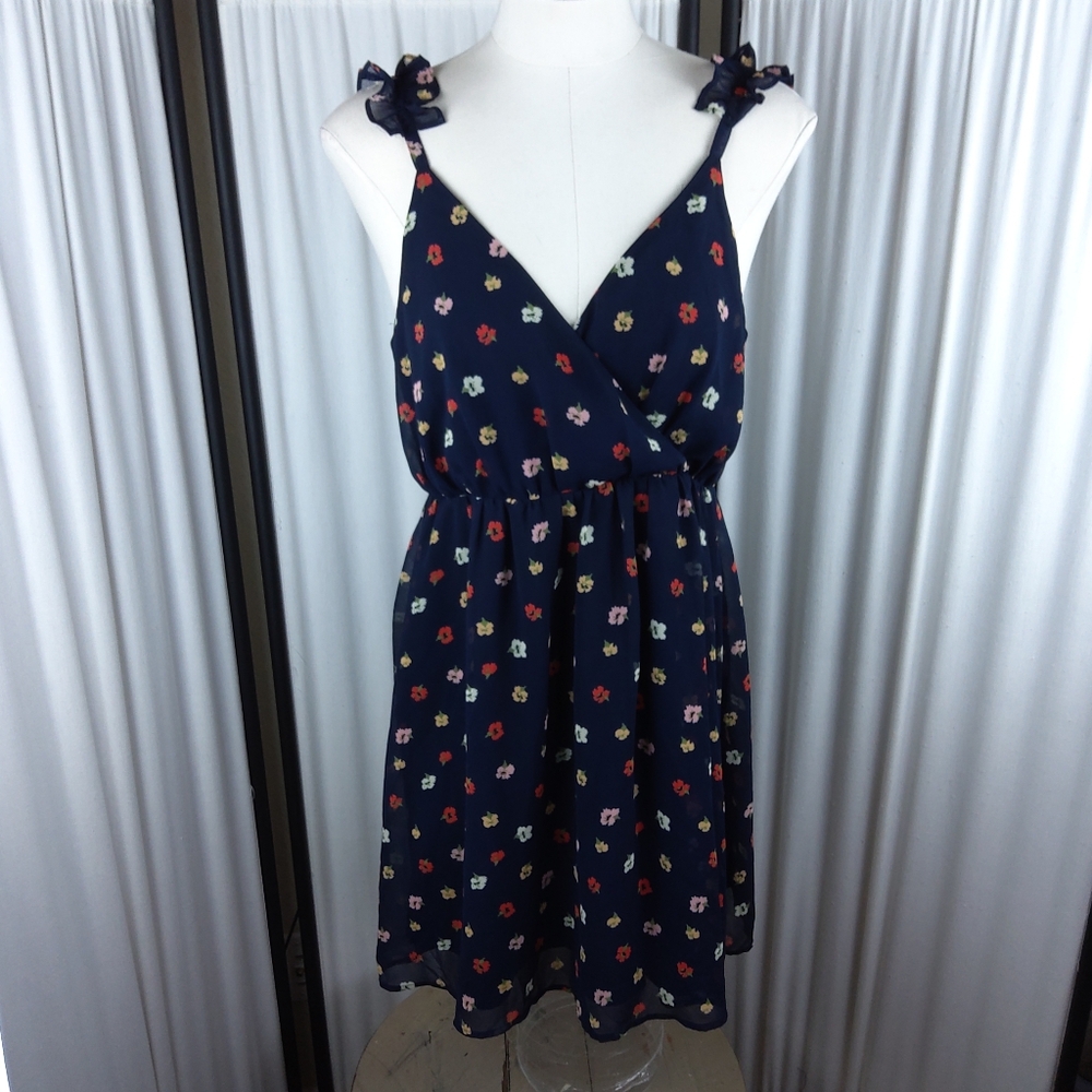Madewell Ruffle Strap Wrap Confetti Floral Dress/Blue/Multi Color Print/Size 2